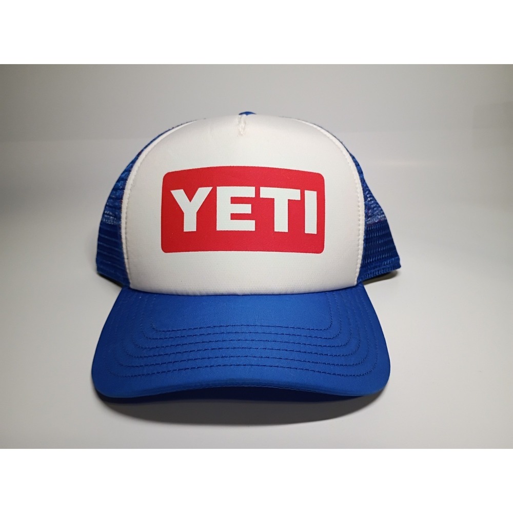 Yeti American Logo Badge Trucker Hat Cap USA Red White Blue Men's Snapback